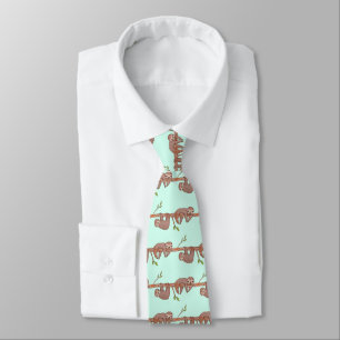Baby Sloths hanging on Tree Pattern Tie
