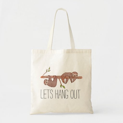 Image of Baby Sloths hanging on Tree Pattern Tote Bag