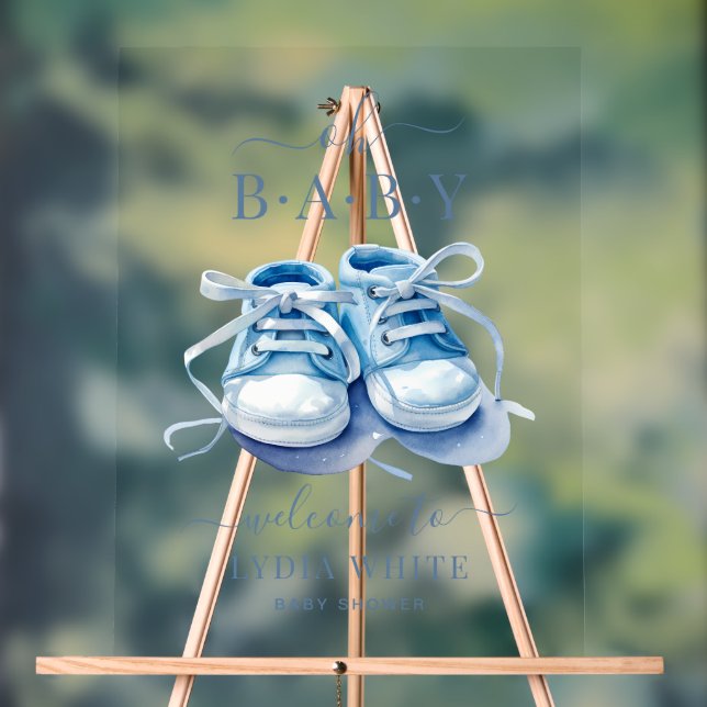 Baby Sneakers Baby Shower, Boy Baby Shower Acrylic Sign (Neutral)