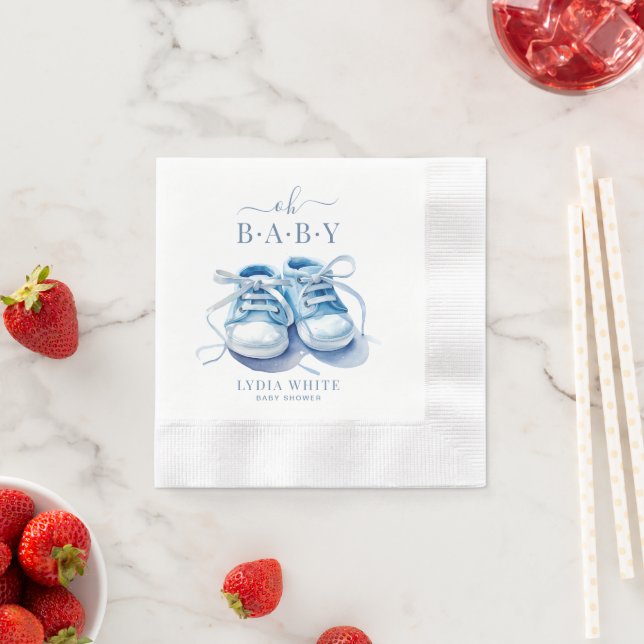 Baby Sneakers Baby Shower, Boy Baby Shower Napkin (Insitu)