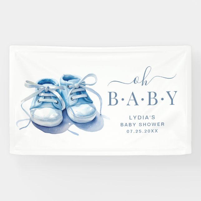 Baby Sneakers Baby Shower Invitation, Baby Boy Banner (Horizontal)