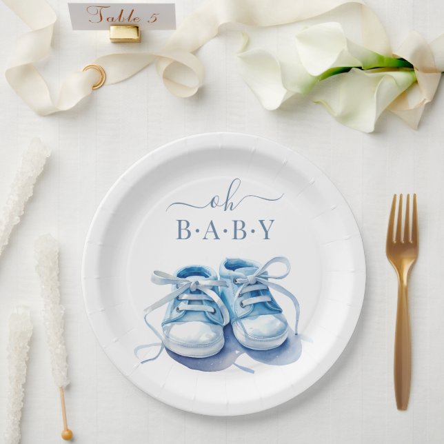 Baby Sneakers Baby Shower Invitation, Baby Boy Paper Plate (Wedding)