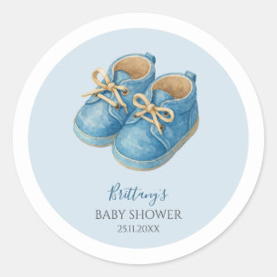 Baby Sneakers Baby Shower Minimalist Sports Classic Round Sticker
