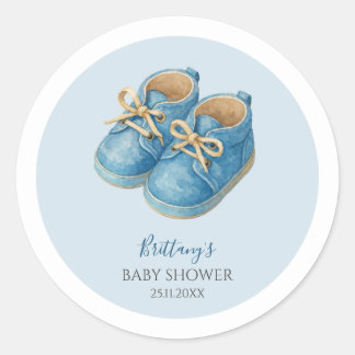 Baby Sneakers Baby Shower Minimalist Sports Classic Round Sticker