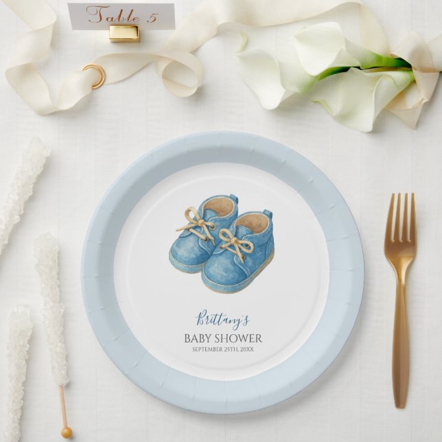Baby Sneakers Sports Baby Shower  Paper Plate (Wedding)