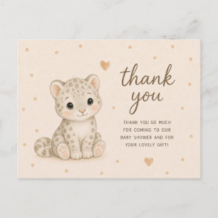 Baby Snow Leopard Cub Baby Shower Thank You Postcard