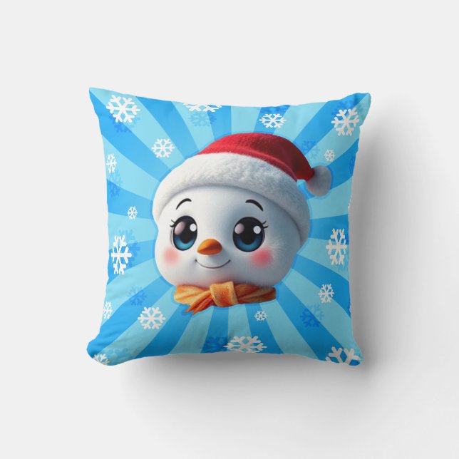 Baby Snowman Santa Cute Christmas Snow Man Holiday Cushion (Front)