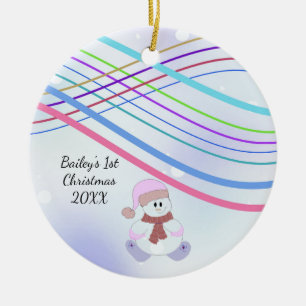 Baby Snowman Swirl First Christmas Ceramic Tree Decoration