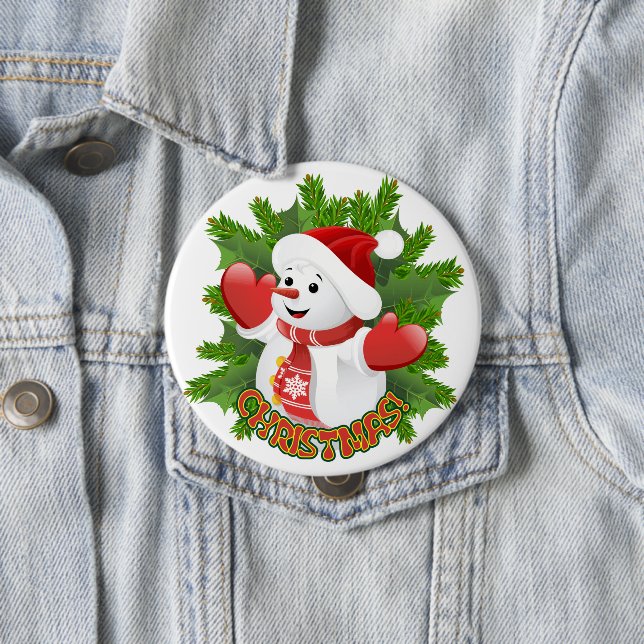 Baby Snowman with Crystal Snowflakes Ornament 10 Cm Round Badge (In Situ)