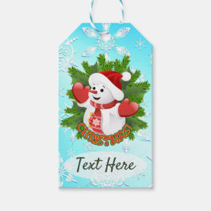 Baby Snowman with Crystal Snowflakes Ornament Gift Tags