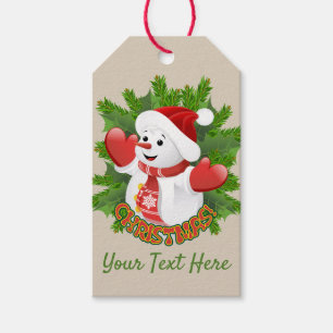 Baby Snowman with Crystal Snowflakes Ornament Gift Tags