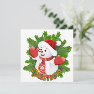 Baby Snowman with Crystal Snowflakes Ornament Invitation