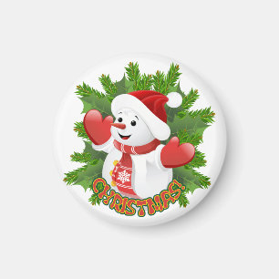 Baby Snowman with Crystal Snowflakes Ornament Magnet