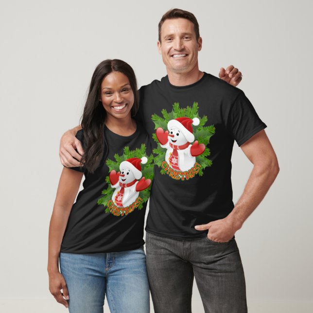 Baby Snowman with Crystal Snowflakes Ornament T-Shirt (Unisex)