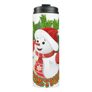 Baby Snowman with Crystal Snowflakes Ornament Thermal Tumbler