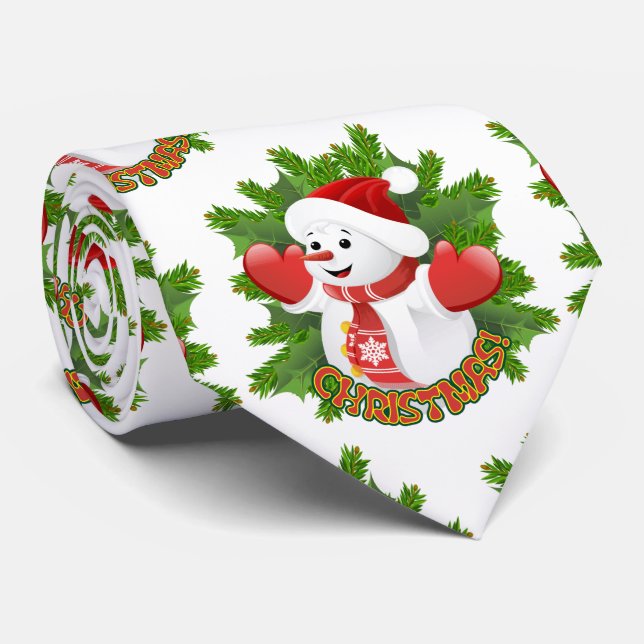 Baby Snowman with Crystal Snowflakes Ornament Tie (Rolled)