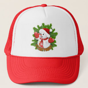 Baby Snowman with Crystal Snowflakes Ornament Trucker Hat