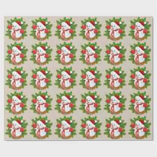 Baby Snowman with Crystal Snowflakes Ornament Wrapping Paper