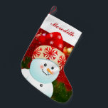 Baby Snowman With Red Santa Hat Small Christmas Stocking<br><div class="desc">Make a nice kid happy this holiday season with this cute Xmas stocking featuring a smiling baby snowman with red Santa hat!
Customise it with his or her name and see the joy in the eyes of your precious little one after finding those amazing gifts inside!</div>