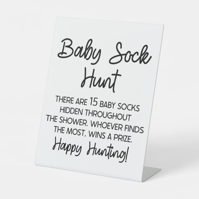 Baby Sock Hunt Baby Shower Game Sign (Front)