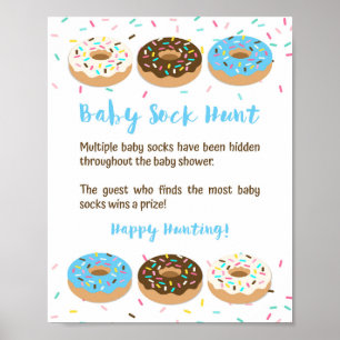 Baby Sock Hunt Blue Doughnut Sprinkle Game Sign