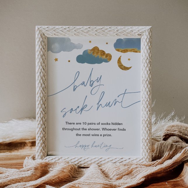 Baby Sock Hunt Game Twinkle Star Baby Shower Boy Poster (Creator Uploaded)