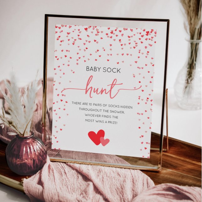 Baby Sock Hunt Sign Baby Shower Game (little sweetheart baby shower)