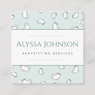 Baby Sock Pattern Babysitter Nanny Infant Care Fun Square Business Card