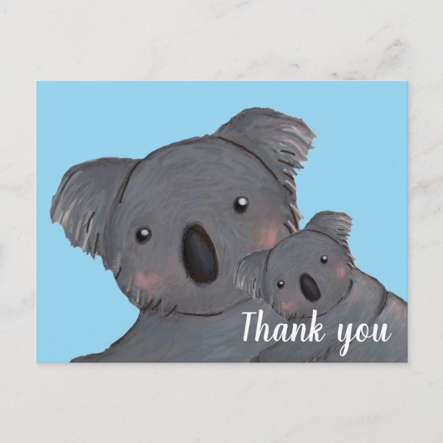 Baby son thank you koala blue postcard (Front)