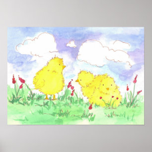 Baby Spring Chicks Children's Room Art Poster