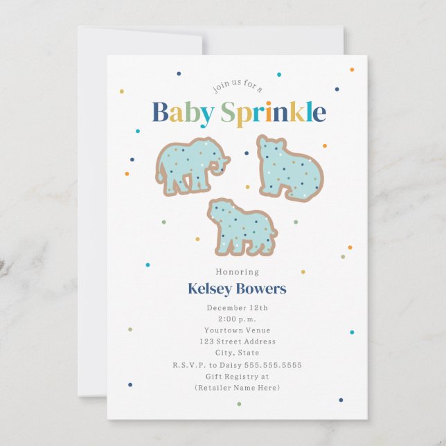 Baby Sprinkle Animal Cookies Boy Baby Shower Invitation (Front)