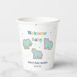 Baby Sprinkle Animal Cookies Boy Baby Shower Paper Cups