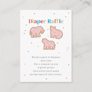 Baby Sprinkle Animal Cookies Diaper Raffle Pink Enclosure Card