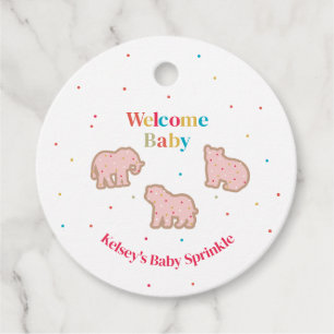 Baby Sprinkle Animal Cookies Girl Baby Shower Favour Tags