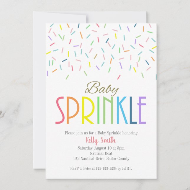 Baby Sprinkle, Baby Girl Boy, Rainbow Shower Invit Invitation (Front)