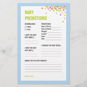 Baby Sprinkle Baby Predictions Card - Blue