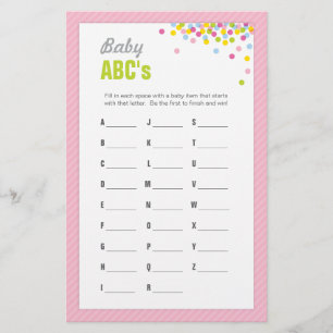 Baby Sprinkle / Baby Shower ABCs Game - Pink