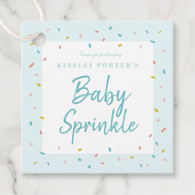 Baby Sprinkle baby shower favour tags (Front)
