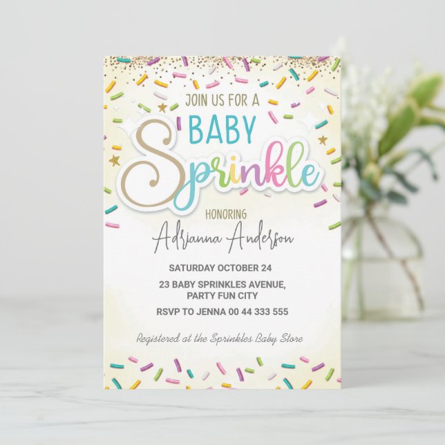 Baby Sprinkle Baby Shower Gender Neutral Party Invitation (Standing Front)