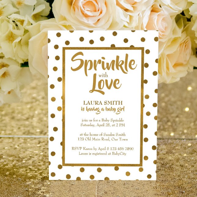Baby sprinkle baby shower golden invitation (Creator Uploaded)