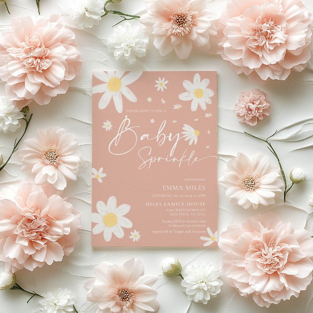 Baby Sprinkle, Baby Shower Invitation pink Daisy (Creator Uploaded)