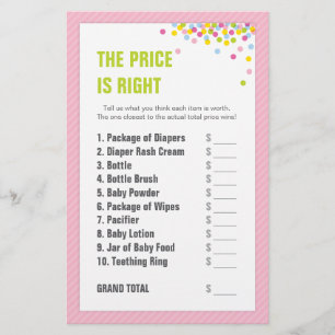 Baby Sprinkle / Baby Shower Price is Right - Pink