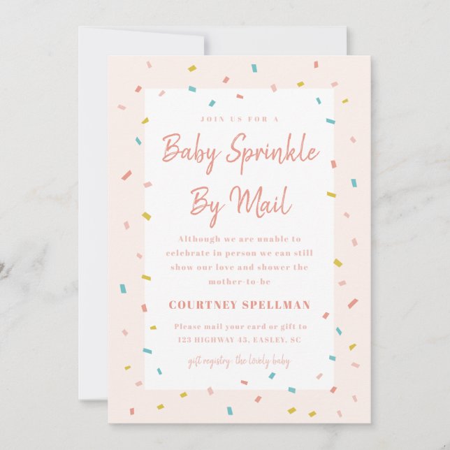 Baby Sprinkle by mail invitation (Front)