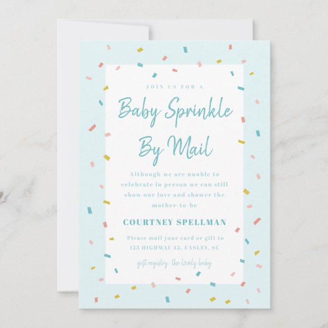 Baby Sprinkle by mail invitation (Front)