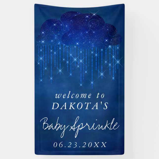 Baby Sprinkle Classic Blue | Dark Shower Welcome Banner (Vertical)