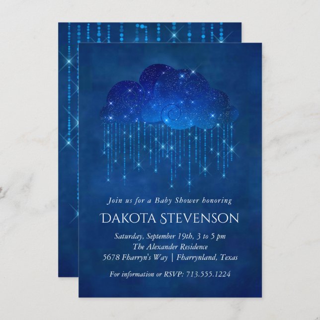 Baby Sprinkle Classic Blue | Moody Baby Shower Invitation (Front/Back)