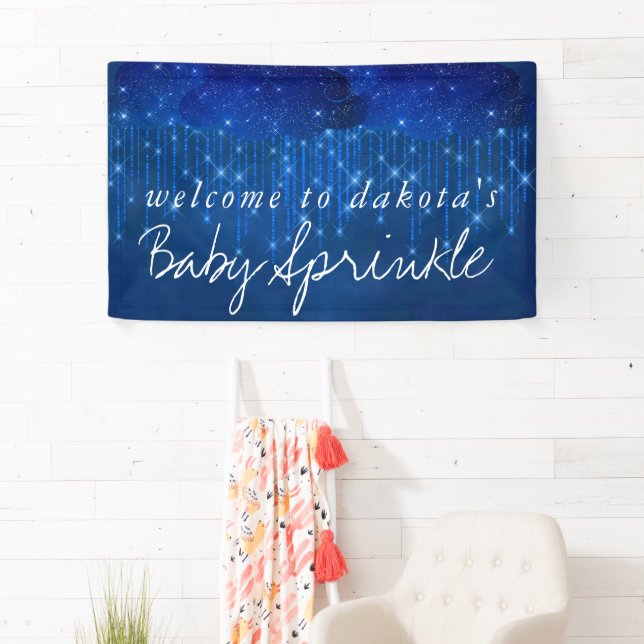 Baby Sprinkle Classic Blue | Moody Shower Welcome Banner (Insitu)