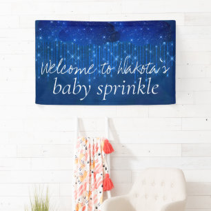 Baby Sprinkle Classic Blue   Moody Shower Welcome Banner