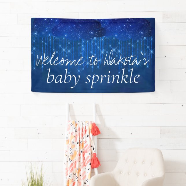 Baby Sprinkle Classic Blue | Moody Shower Welcome Banner (Insitu)