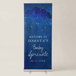 Baby Sprinkle Classic Blue   Rain Shower Welcome Retractable Banner